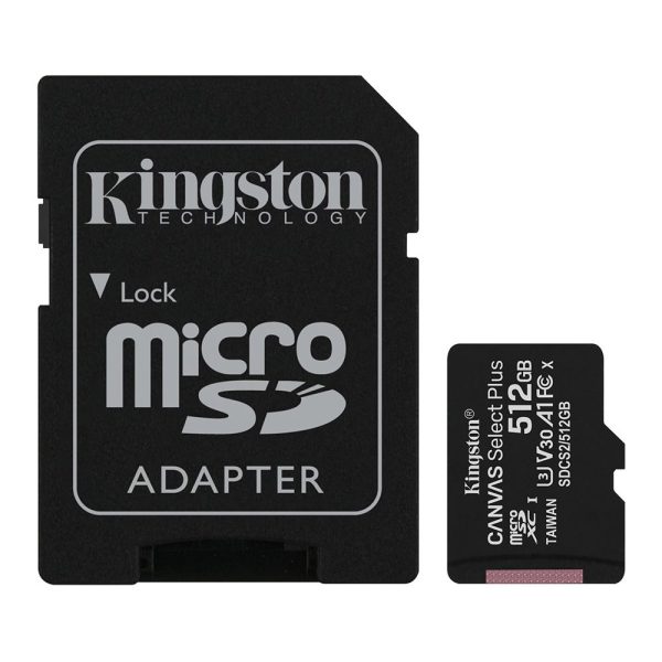 Kingston 512GB Canvas Select Plus microSDXC Card | Up to 100MB/s | A1 Class 10 UHS-I | with Adapter | SDCS2/512GB