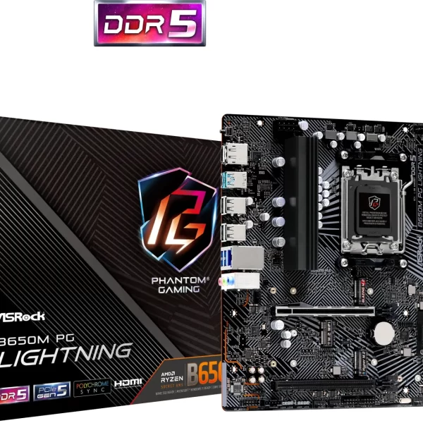 ASRock B650M PG Lightning  Motherboard  micro ATX  Socket AM5  AMD 90-MXBMV0-A0UAYZ